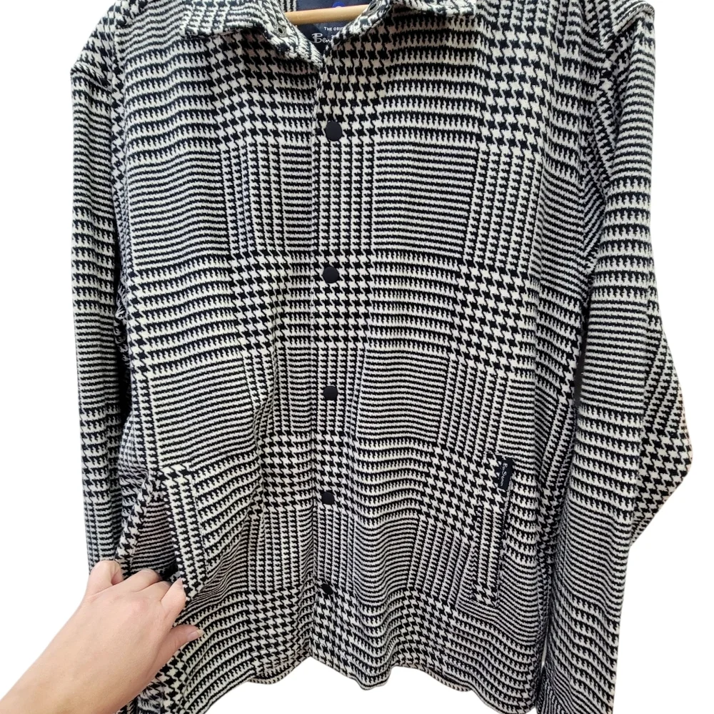NWT Ben Sherman Glen Plaid Cotton Shirt Jacket Navy Cream Preppy British Men’s L - Picture 17 of 17